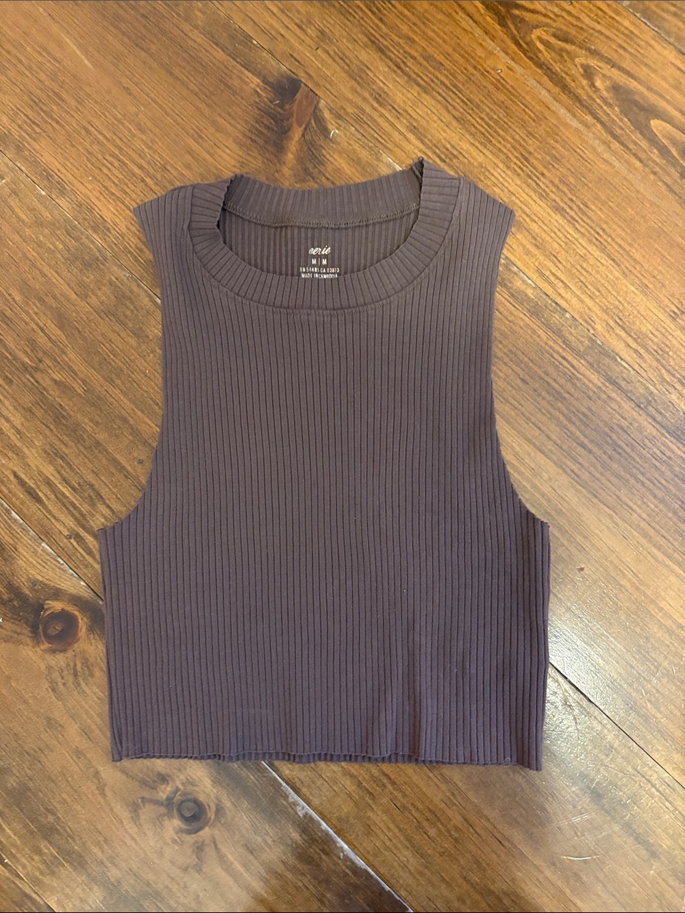 Aerie Ribbed Sleeveless Crop Tank - Brown